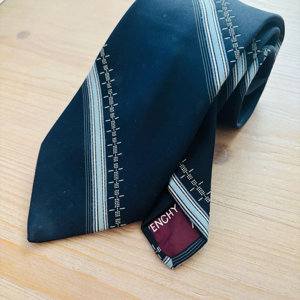 Givenchy Elegant Blue Patterned Stripe Tie Mens Designer Luxury Polyester - Picture 2 of 7
